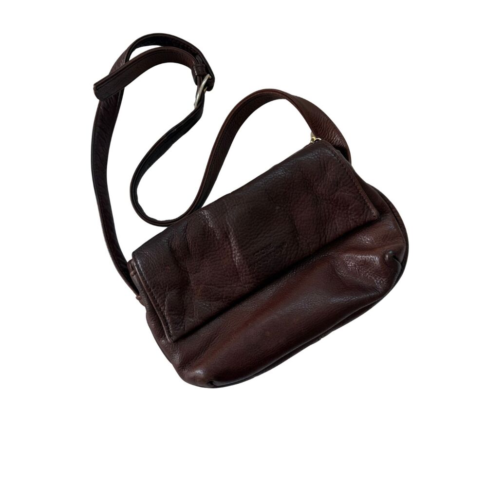 Vintage 90s Stone Mountain Brown Genuine Leather Made in the USA Shoulder Bag